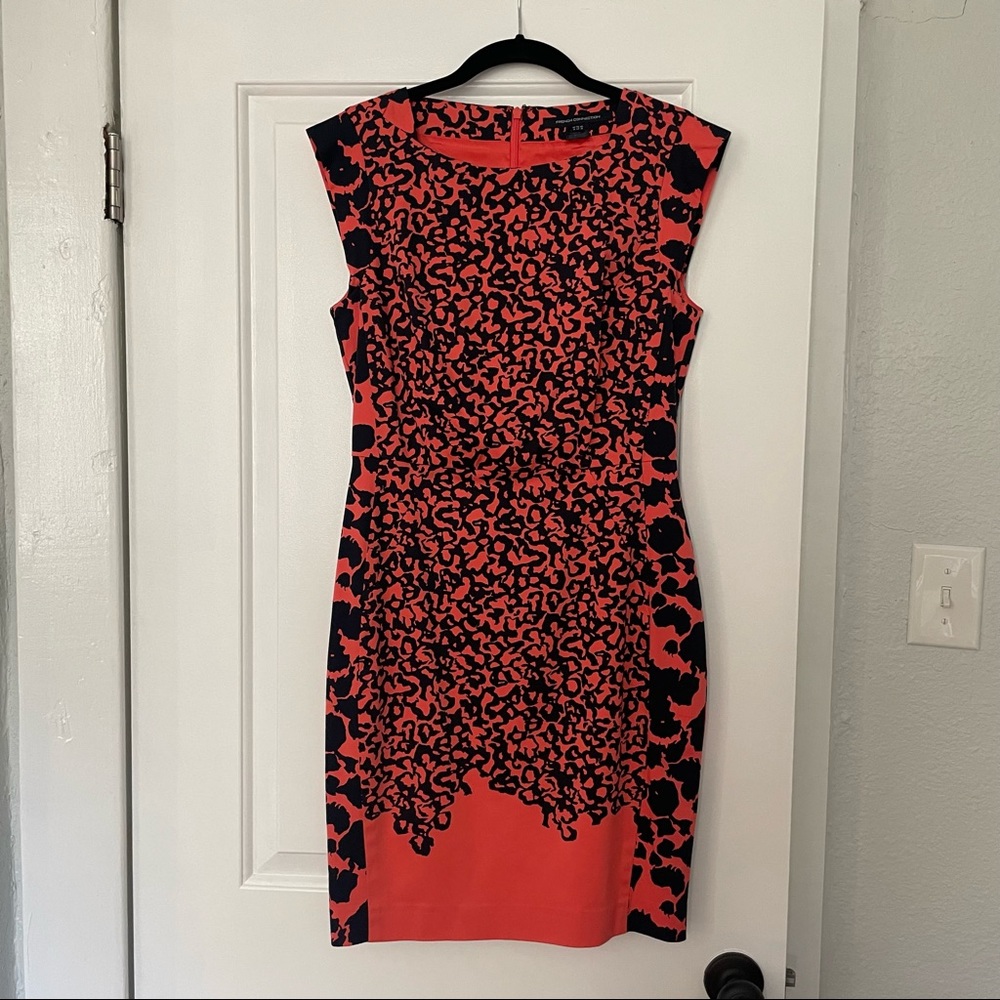 French Connection - Coral Leopard Print Dress - Sz 10